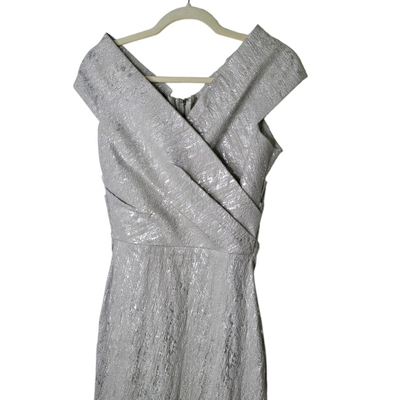 Rickie Freeman for Teri Jon Metallic Jacquard Evening Gown Wedding Prom Dress 10 - Picture 3 of 14